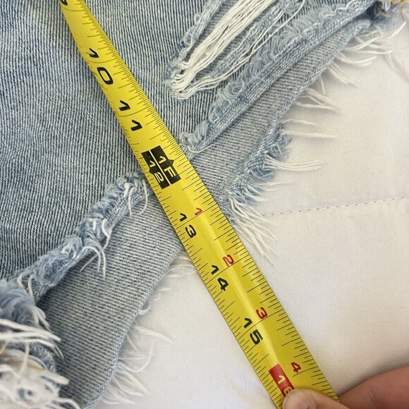 Agolde Long Parker Distressed Denim Shorts Light Wash Button-Fly Womens 24 - Picture 7 of 10